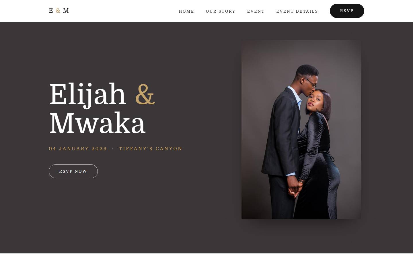 The Elijah & Mwaka website on a laptop