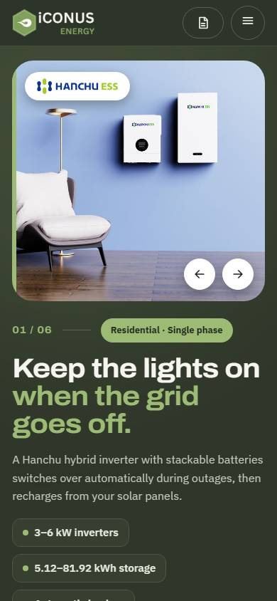 The website on a phone