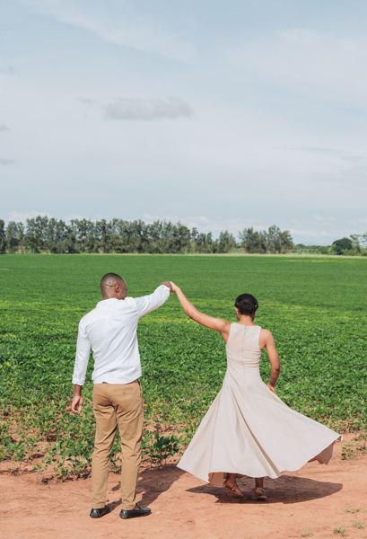 Dancing in a green field, Shoma's dress swirling