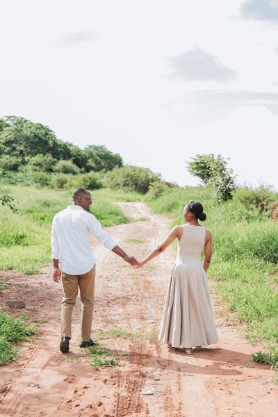 Walking away together down a country path