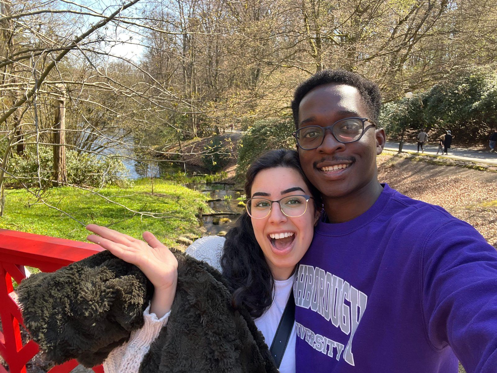 Yasmin and Mpaala taking a happy selfie in a garden